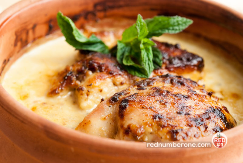 Chicken with cheese and mustard sauce